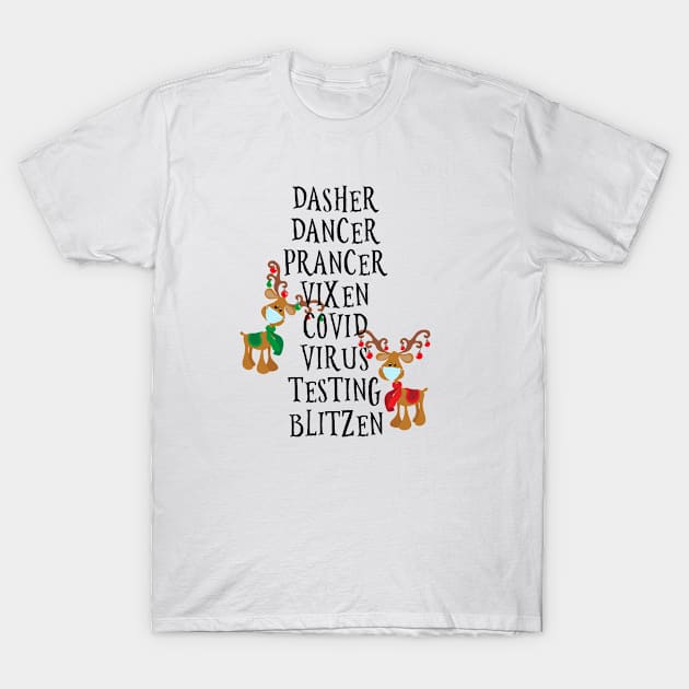 Funny Christmas 2020 Reindeer Names T-Shirt by ColorFlowCreations